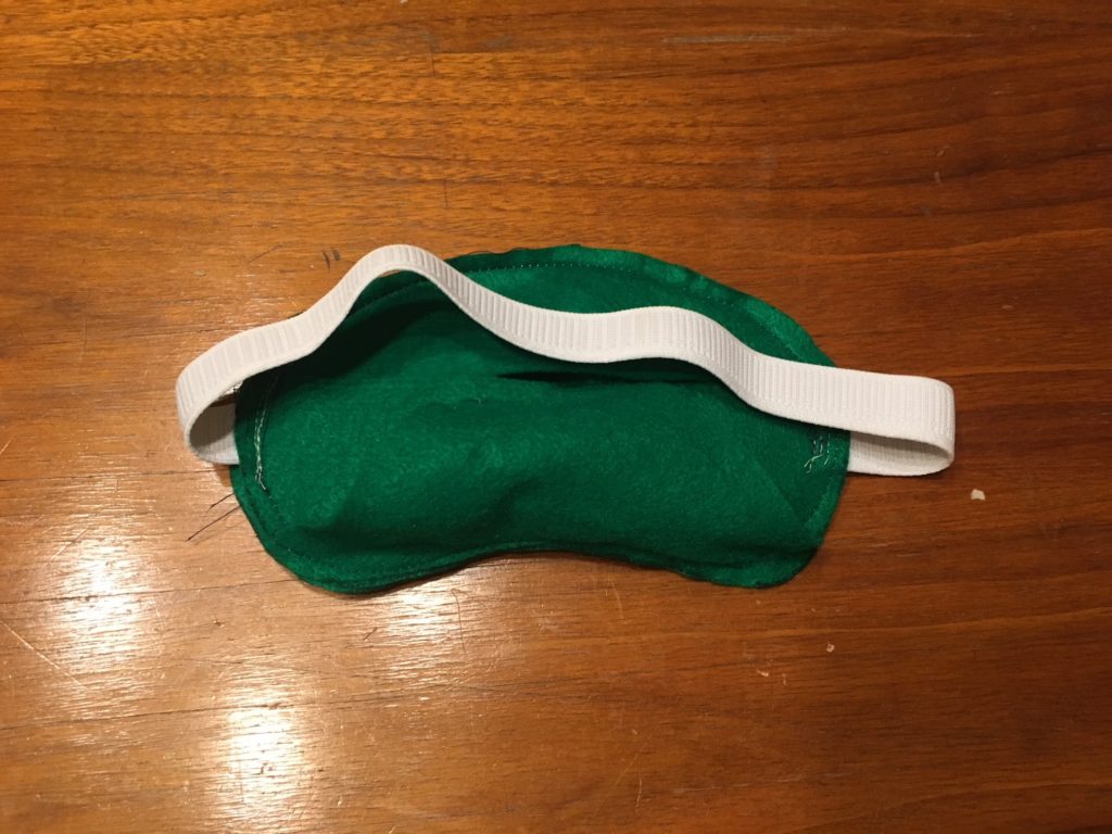 The back view of a DIY sleep mask.